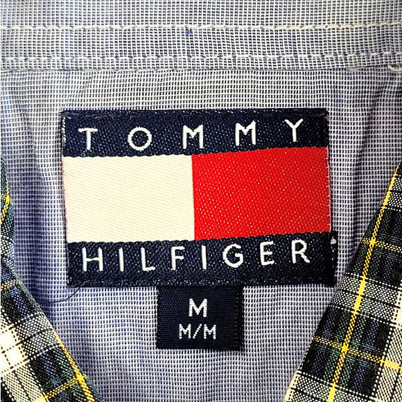 HPTommy Hilfiger Green Plaid Long Sleeve Button Up Vintage Men's Shirt Top - Picture 4 of 15